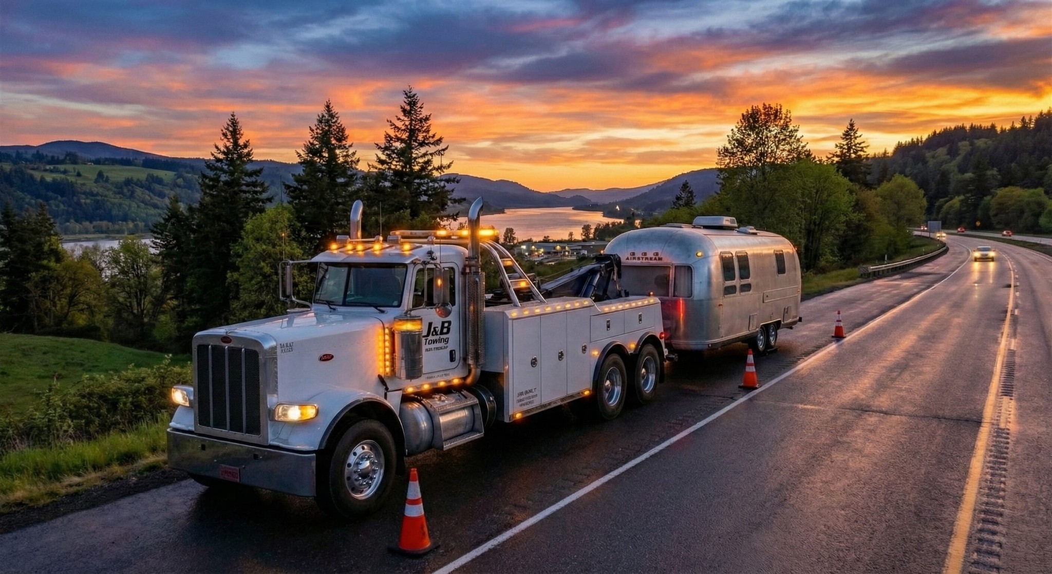 J&B Towing truck in Kalama